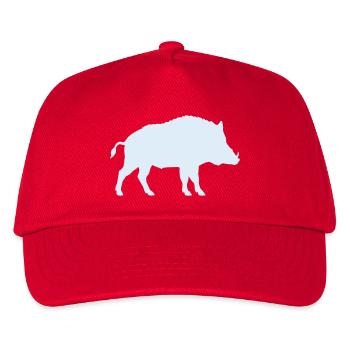 Blaues Wildschwein Silhouette - Kinder Basecap - Rot - Vorne