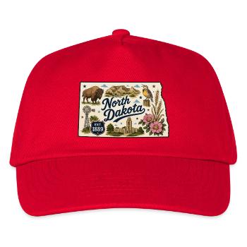 North Dakota Peace Garden State Vintage Sticker - Kids’ Baseball Cap - red - Front