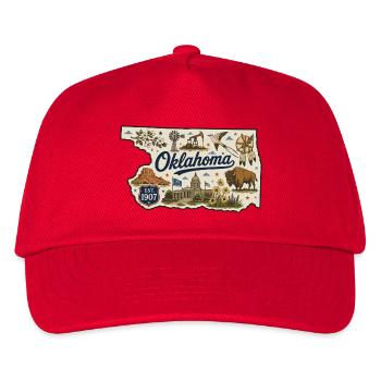 Oklahoma Sooner State Vintage Travel Sticker - Kids’ Baseball Cap - red - Front