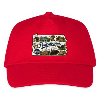 Pennsylvania Keystone State Vintage-Aufkleber - Kinder Basecap - Rot - Vorne