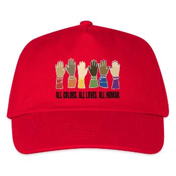 ALL COLORS. ALL LOVES. ALL HUMAN. - Kinder Basecap - Rot - Vorne