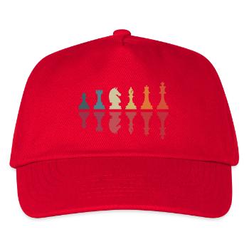 Retro Schach Grafik Schachfiguren Schachspieler - Kinder Basecap - Rot - Vorne