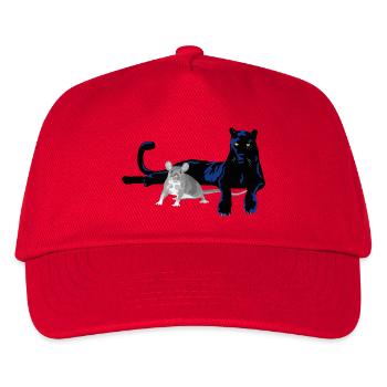 Panther Katze und Maus Duo  - Kinder Basecap - Rot - Vorne