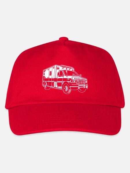 Krankenwagen / Rettungswagen 01_weiß - Kinder Basecap - Rot