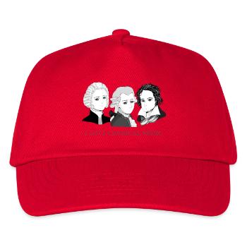 Bach - Mozart - Beethoven im Chibi-Style - Kinder Basecap - Rot - Vorne
