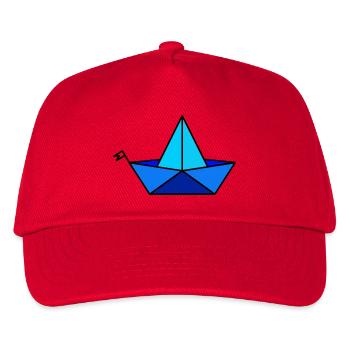 Papier Faltbötchen im Polygon Stil - Kinder Basecap - Rot - Vorne