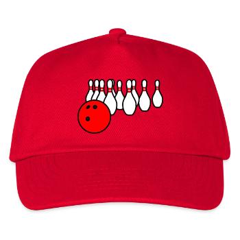 Bowling ball with pins - Kids’ Baseball Cap - red - Front