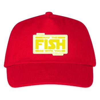 May the Fish be with YOU! (gelb/weiß) - Kinder Basecap - Rot - Vorne