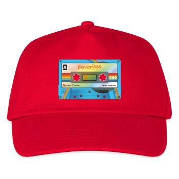 Kassette mit Favorites - Kinder Basecap - Rot - Vorne