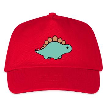 Türkiser Stegosaurus Cartoon - Kinder Basecap - Rot - Vorne