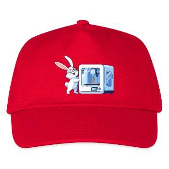 Funny Rabbit Nerd Programmer 3D Printer - Kids’ Baseball Cap - red - Front