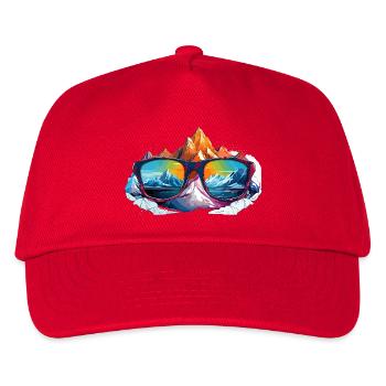 Mountain panorama in sunglasses - Kids’ Baseball Cap - red - Front