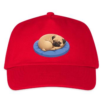 Süßer Mops Cartoon Hund Kuscheln Ausruhen - Kinder Basecap - Rot - Vorne