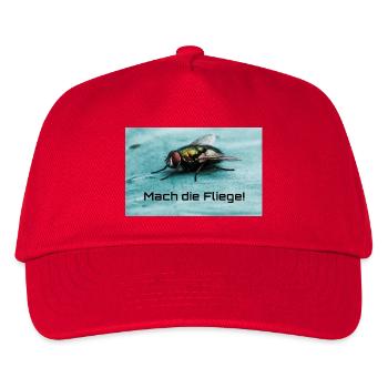Fliege Motiv: Mach die Fliege! - Kinder Basecap - Rot - Vorne