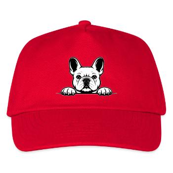 Französische Bulldogge schwarzweiss - Kinder Basecap - Rot - Vorne