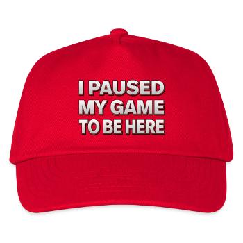 I paused my game to be here - Gamer Design - Kinder Basecap - Rot - Vorne