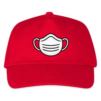 Weißes Gesichtsmasken-Liniensymbol - Kinder Basecap - Rot - Vorne