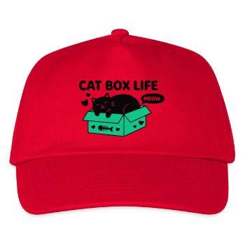 Cat Box Life Katzen Logo - Kinder Basecap - Rot - Vorne