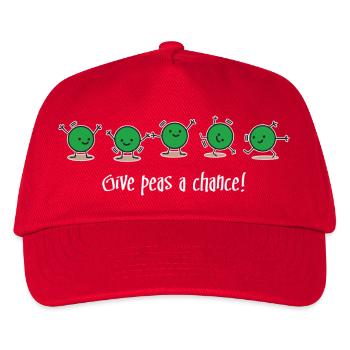 Give Peas a Chance! (dark) - Kinder Basecap - Rot - Vorne