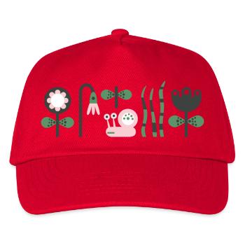 hungrige rosa Schnecke mit Blumen - Kinder Basecap - Rot - Vorne
