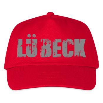 Lübeck Distressed Wortmarke - Kinder Basecap - Rot - Vorne