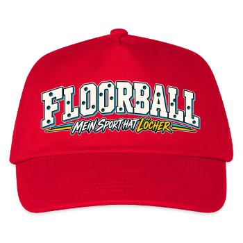Floorball Löcher Humor Design - Kinder Basecap - Rot - Vorne