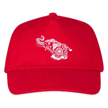 Elefant Blumenranken schwarzweiß Geschenkidee - Kinder Basecap - Rot - Vorne