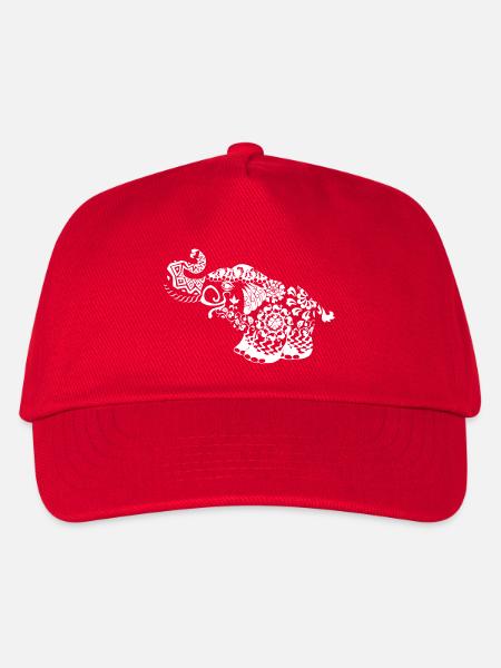 Elephant Blumenranken idée cadeau noir - Casquette de baseball Enfant - rouge