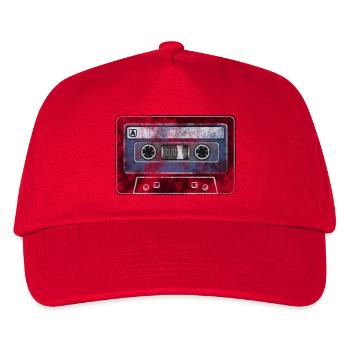 Kassette Retro Mixtape Bandsalat Used-Look - Kinder Basecap - Rot - Vorne