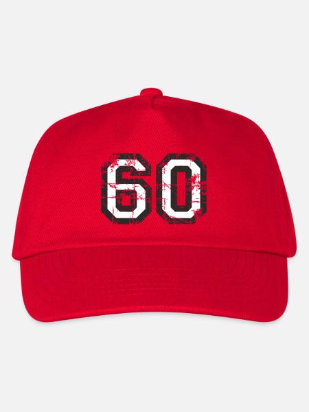 Zahl 60 (Vintage Weiß) 60. Geburtstag Nr. 60 - Kinder Basecap - Rot