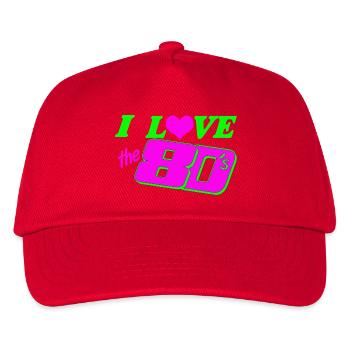 80er Party Retro 80er Kult , I love the 80s (25) - Kinder Basecap - Rot - Vorne