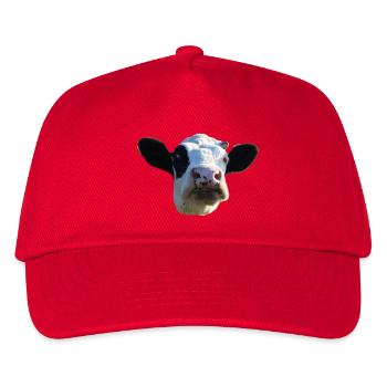 lustige Kuh Kuhkopf schwarzweiß Geschenk Bauern - Kinder Basecap - Rot - Vorne
