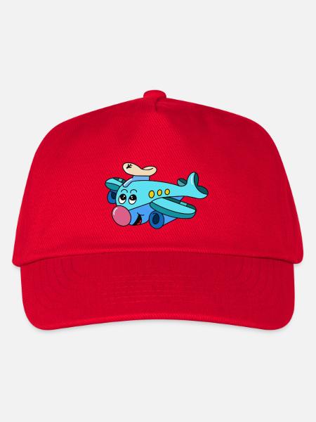 Bruce der Pilot – Cartoon Flugzeug - Kinder Basecap - Rot