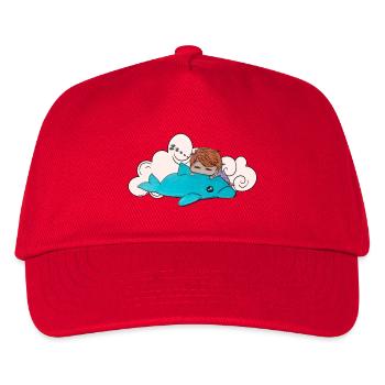 Sleeping child on blue dolphin - Kids’ Baseball Cap - red - Front