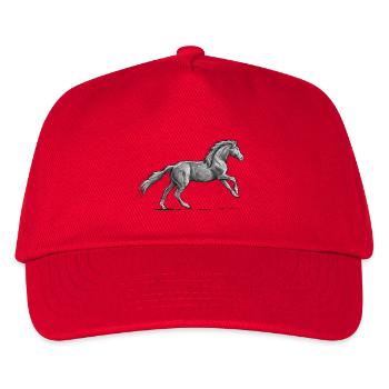 Schwarzes Pferd Galopp - Kinder Basecap - Rot - Vorne