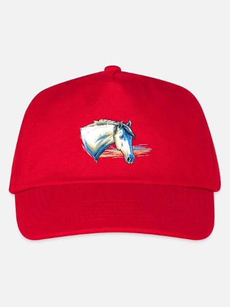 Pferd Portrait - Kinder Basecap - Rot