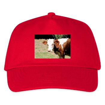 Kuh Poster - Kinder Basecap - Rot - Vorne