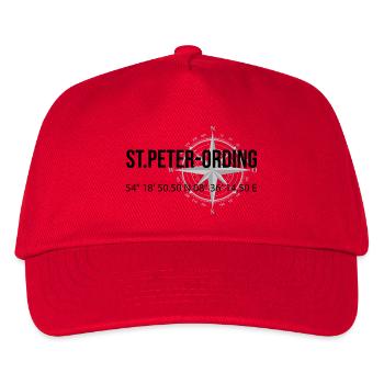 Koordinaten St Peter Ording - Kinder Basecap - Rot - Vorne