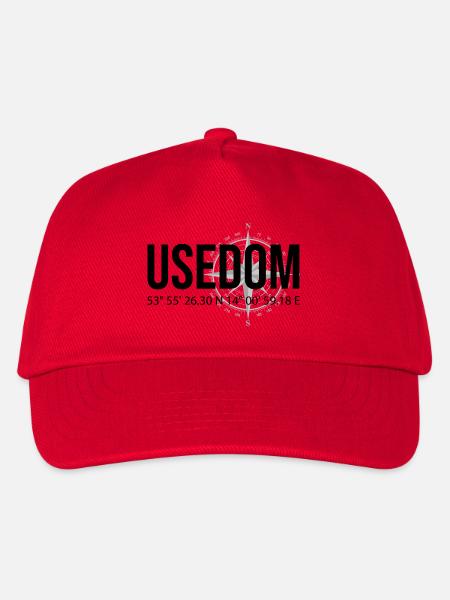 Koordinaten Usedom - Kinder Basecap - Rot