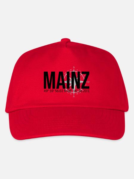 Koordinaten Mainz - Kinder Basecap - Rot