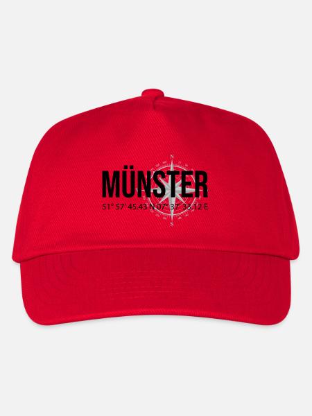Koordinaten Münster - Kinder Basecap - Rot