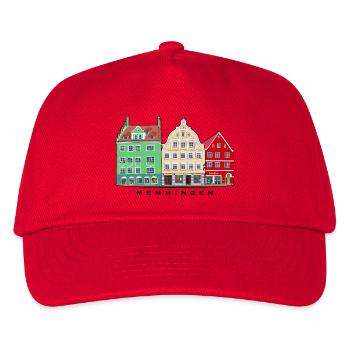 Memmingen, Bayern, Süddeutschland, Handzeichnung - Kinder Basecap - Rot - Vorne