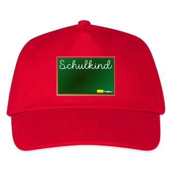 Namensschild Einschulung Schulkind - Kinder Basecap - Rot - Vorne