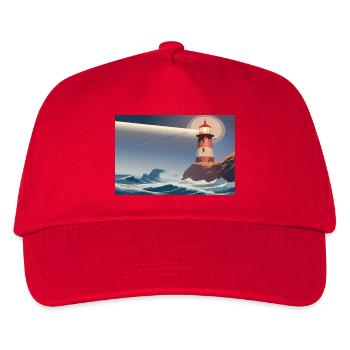 Leuchtturm bei Nacht - Kinder Basecap - Rot - Vorne