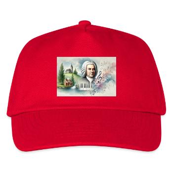 Johann Sebastian Bach: Porträt in vielen Malstilen - Kinder Basecap - Rot - Vorne