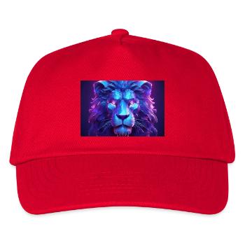 Neon Löwenkopf mit futuristischem Flair - Kinder Basecap - Rot - Vorne