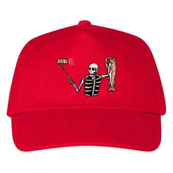 Angeln Skelett Selfie - Kinder Basecap - Rot - Vorne