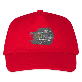 Tschüss Kindergarten - Schule ich komme! Tafel - Kinder Basecap - Rot - Vorne