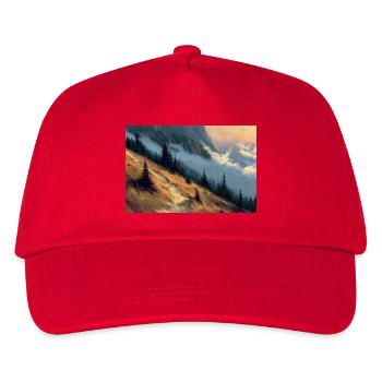 Poster Illustration Paysage de Montagne - Casquette de baseball Enfant - rouge - Devant