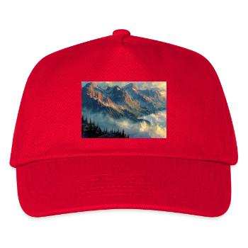 Poster Illustration Paysage de Montagne - Casquette de baseball Enfant - rouge - Devant